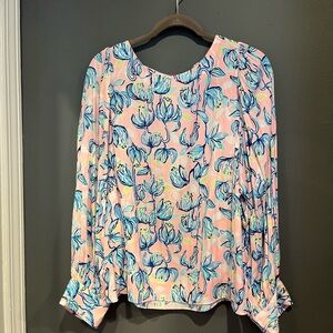 Lilly Pulitzer Pink and Blue Floral Blouse